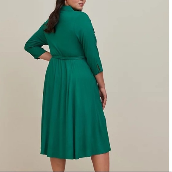 TORRID NWT MIDI RAYON SLUB BELTED SHIRTDRESS - Picture 3 of 6